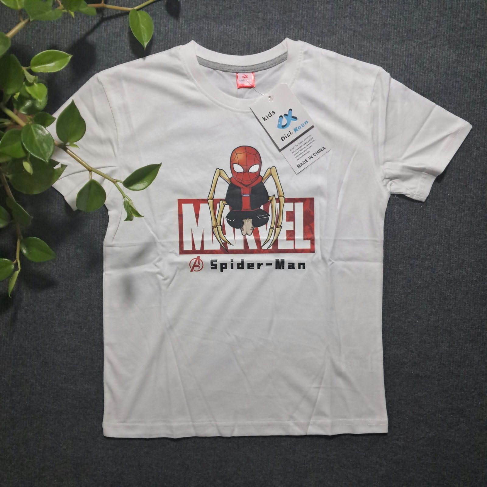 Pure cotton Spider-Man white boys t-shirt