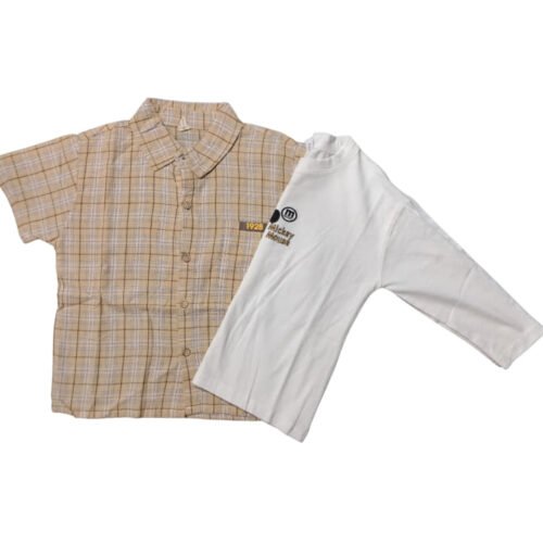 Boys cotton shirt and full sleeve T-shirt combo