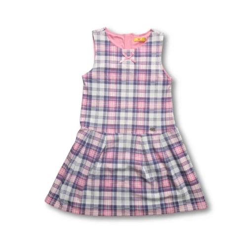 Xtep Original Girls Pink Check Sleeveless Dress